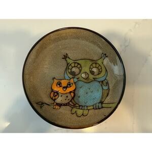 Pier 1 Stoneware Owl‎ Buddy Snack Plate 6”